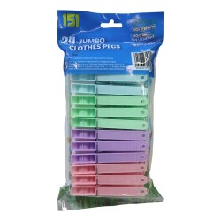151 Plastic Clothes Pegs Jumbo Size 24 Pack